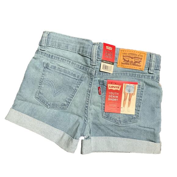Levi's Girls Jean Shorts Stretch Cuffed Glow Up Blue Size 12 NWT - Picture 1 of 8